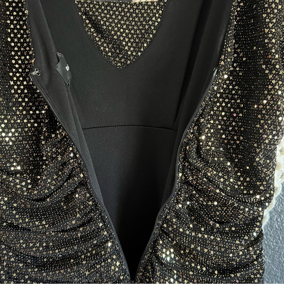 R & M Richard’s Black And Bronze Glittery Jumpsuit Women’s 6 Holiday Formal - Picture 6 of 10